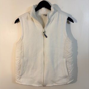 Talbots Ivory Chevron Quilted Full Zip Vest Women's Size S